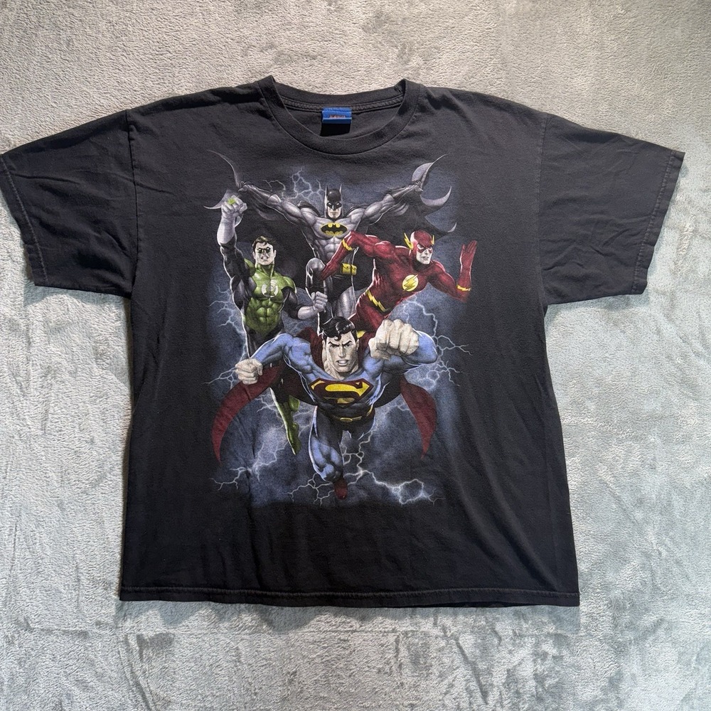 Justice League Superheroes T-Shirt Black DC‎ Comics Superman L/XL
